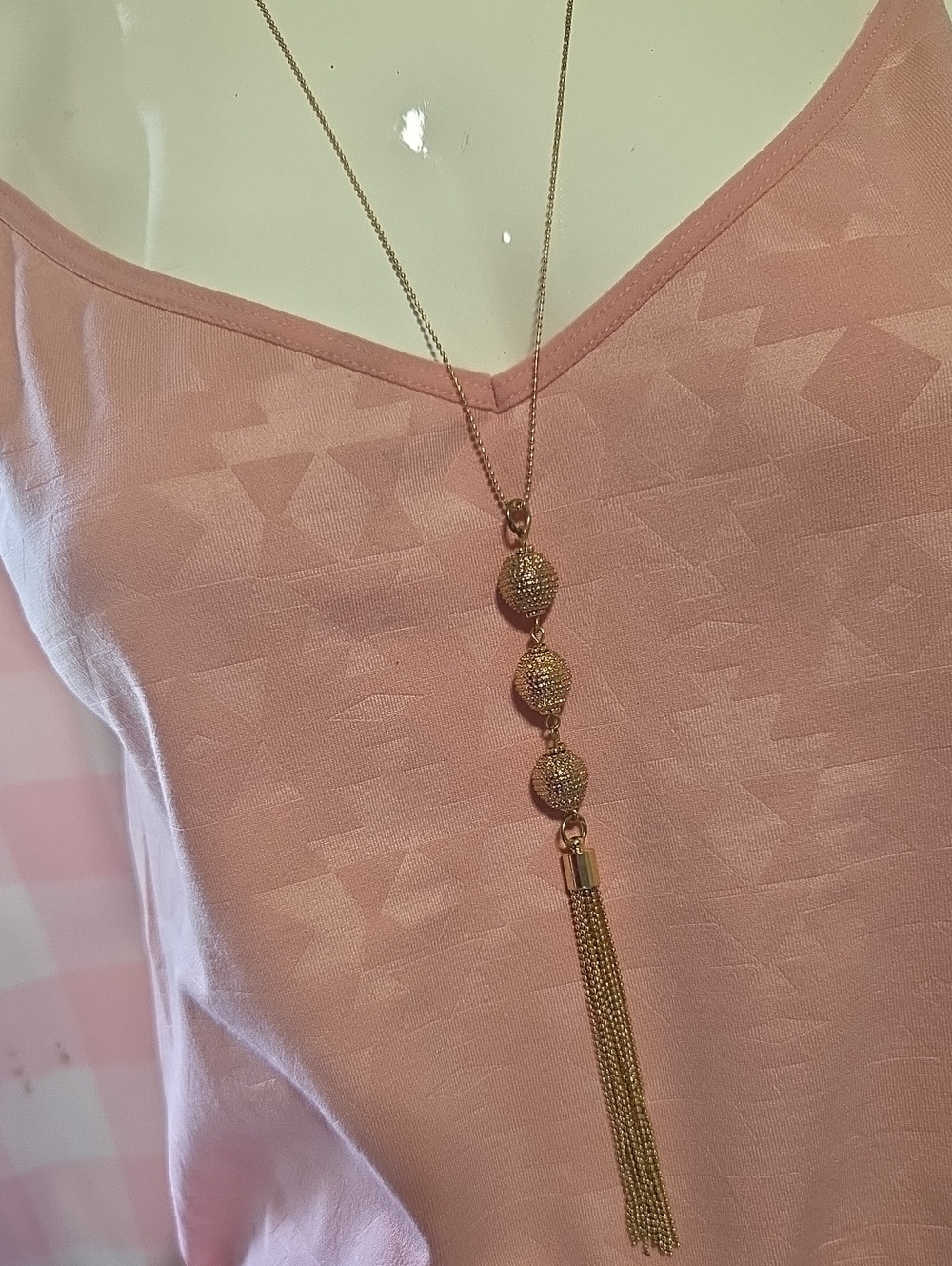 Gold Tassel Long Pendant Necklace - Women's Jewelry